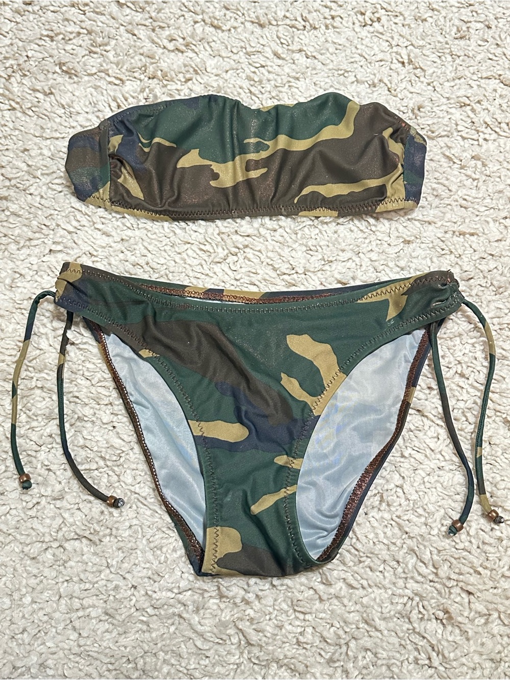 Hobie Camo Bandeau Bikini Top with shimmer